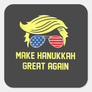 Sticker Carré Refaire Hanukkah Great Again Trump Juif