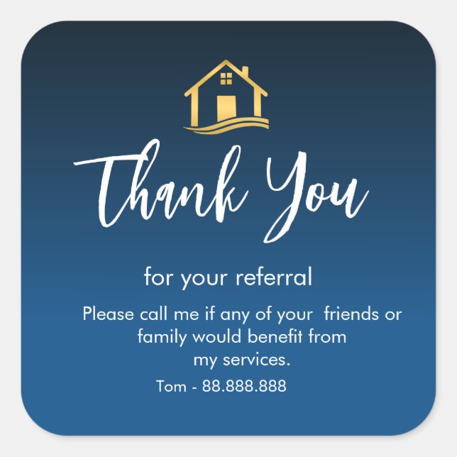 Sticker Carré Referral Real Estate Thank You business Square Squ (Devant)