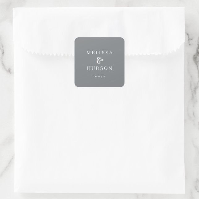 Sticker Carré Refined Gray Calligraphy Thank You (Sac)
