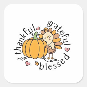 Sticker Carré Réflexion Grateful Blessé Thanksgiving drôle