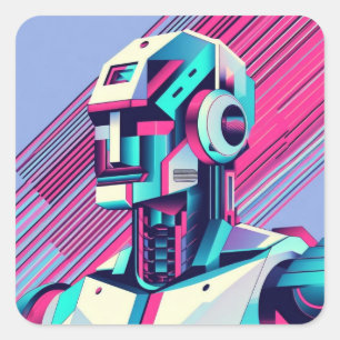Sticker Carré Réflexions Cyberpunk