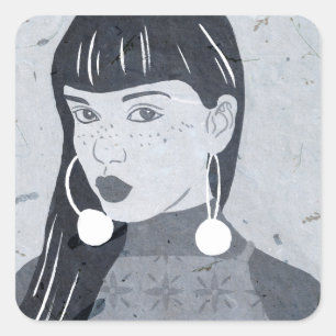 Sticker Carré Regard de portrait de nuit