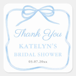 Sticker Carré Regency Blue Bow Wedding shower Favoriser