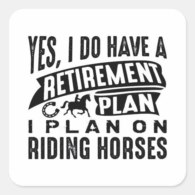 Sticker Carré Régime de retraite Chevaux (Devant)