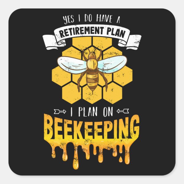 Sticker Carré Régime de retraite des apiculteurs - apiculture (Devant)