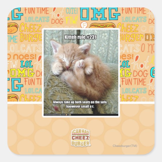 Sticker Carré Règle de Kitteh #231 (Devant)