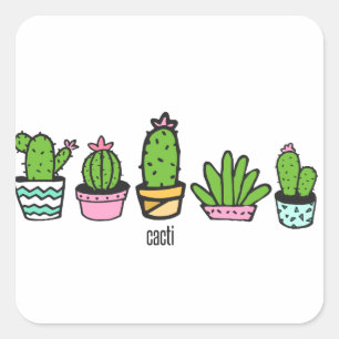 Sticker Carré regroupement de cactus