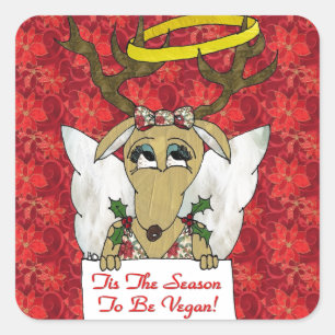 Sticker Carré Reindeer Angel C'est la saison d'être Vegan