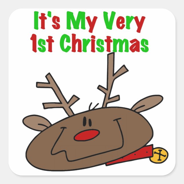 Sticker Carré Reindeer Très 1er Noël (Devant)