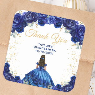 Sticker Carré Reine Dark Blue Quinceañera Merci