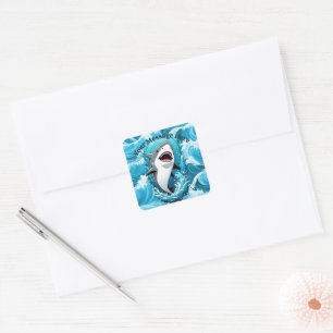 Sticker Carré Rejoignez-nous pour un requin mordant
