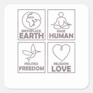 Sticker Carré Religion Amour Liberté Vie Être humain