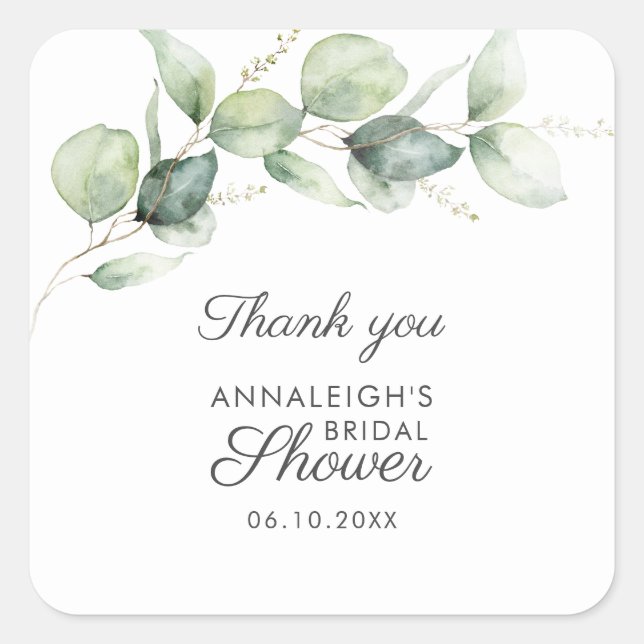Sticker Carré Remerciement de Baby Shower Fleurs Aquarelle (Devant)