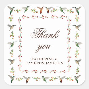 Sticker Carré Remerciement de mariage pour colibri 