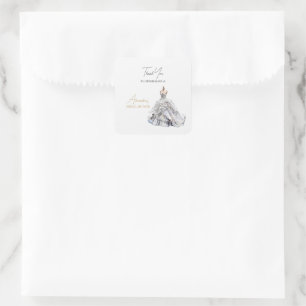 Sticker Carré Remerciement de robe de mariée de douche de mariag