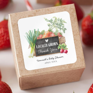 Sticker Carré Remerciement pour Baby Shower Produits Locaux