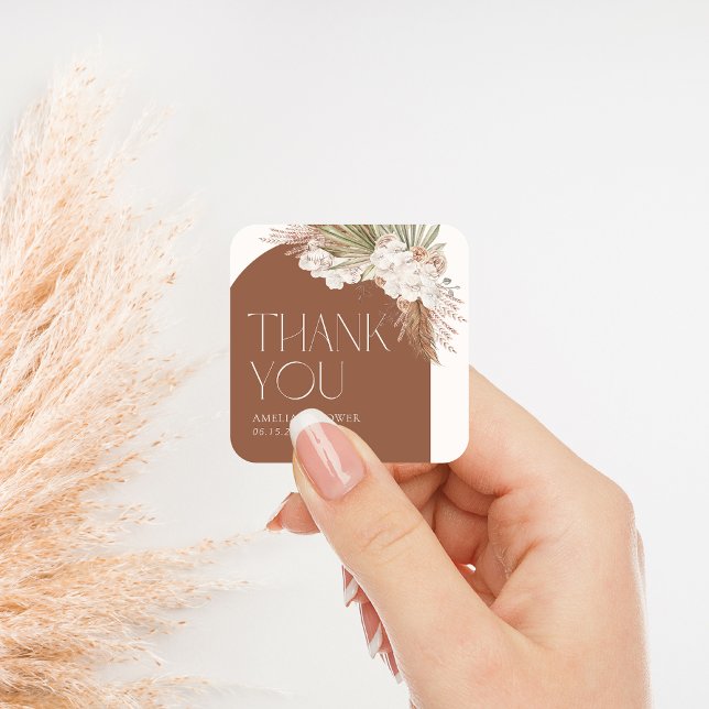Sticker Carré Remerciement pour une douche Florale Bohème et à P (Créateur téléchargé)