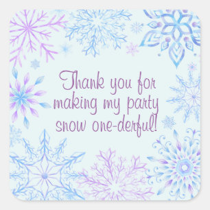 Sticker Carré Remerciements pour le premier anniversaire de Snow
