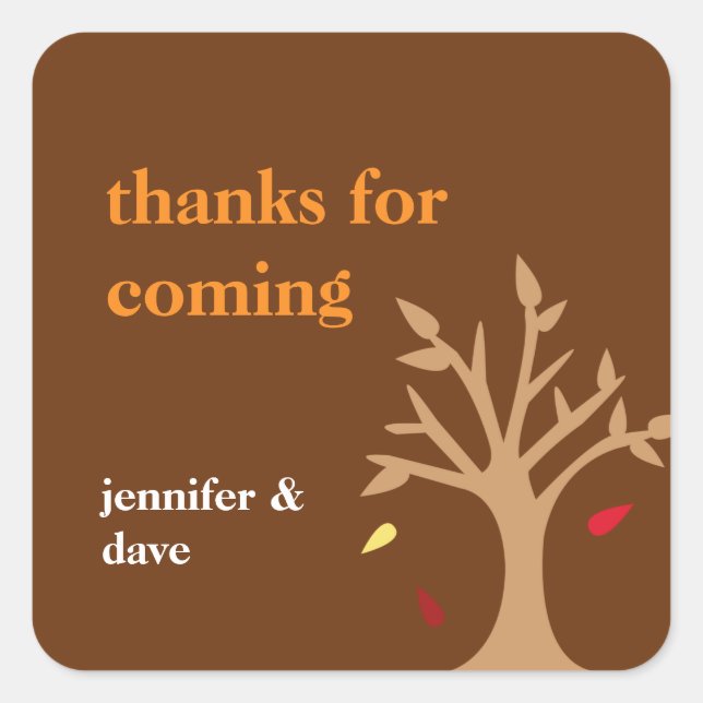 Sticker Carré Remerciements tomber arbre feuille Thanksgiving ta (Devant)