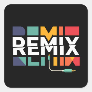 Sticker Carré Remix Audio   Graphisme Géométrique Rétro Musique 