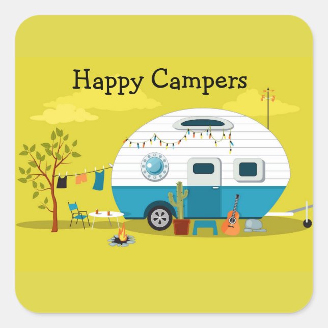 Sticker Carré Remorque Happy Campers (Devant)