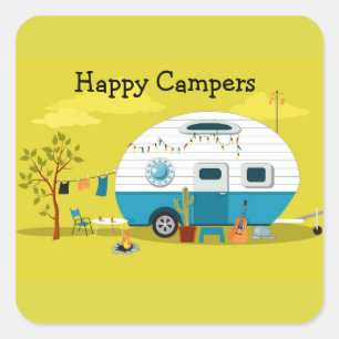 Sticker Carré Remorque Happy Campers