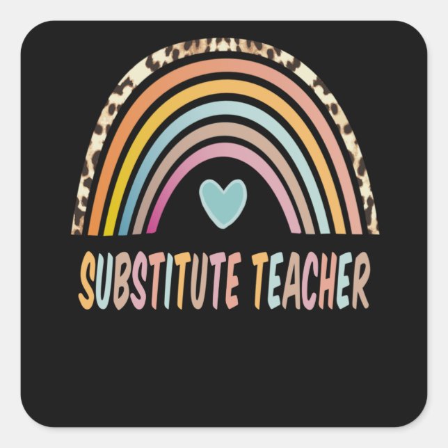 Sticker Carré Remplacer Le Professeur Rainbow Leopard À L'École (Devant)