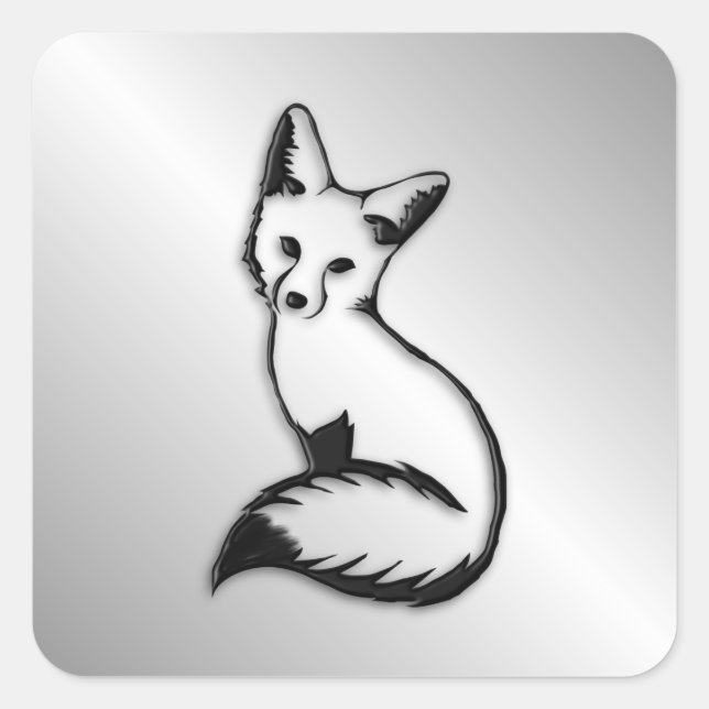 Sticker Carré Renard argenté (Devant)