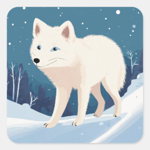 Sticker Carré renard blanc
