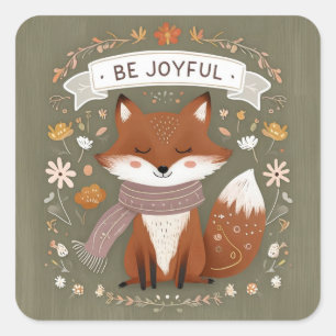 Sticker Carré Renard calme - Design inspiré de la nature
