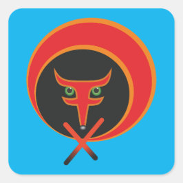 Sticker Carré Renard de vie - Rouge.