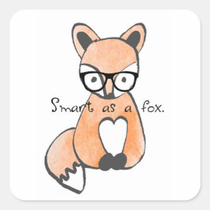 Sticker Carré Renard intelligent mignon