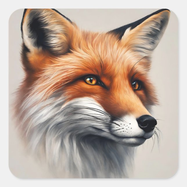 Sticker Carré Renard majestueux (Devant)