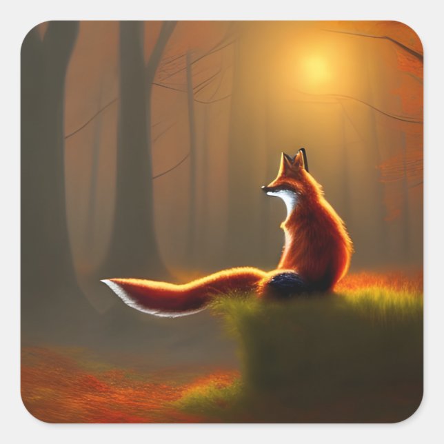 Sticker Carré Renard rêvé (Devant)