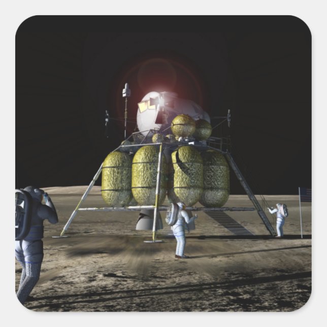 Sticker Carré Rendu d&#x27;artiste d&#x27;un nouveau vaisseau spatial à la (Devant)