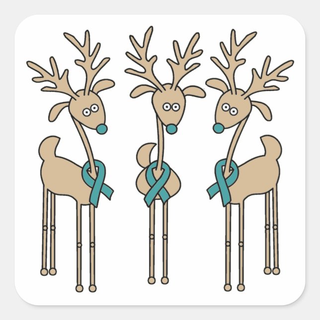 Sticker Carré Renouveau en ruban turquoise (Devant)