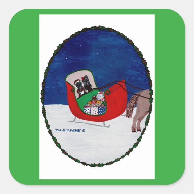 STICKER CARRÉ RENTRER À LA MAISON POUR NOËL (Devant)