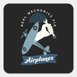 Sticker Carré Réparation de la mécanique Réparation des avion