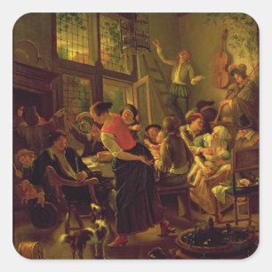 Sticker Carré Repas de famille (huile sur la toile)