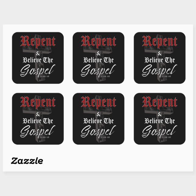Sticker Carré Repentez-vous et croyez l'Évangile : Graphique de  (Feuille)