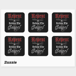 Sticker Carré Repentez-vous et croyez l'Évangile : Graphique de