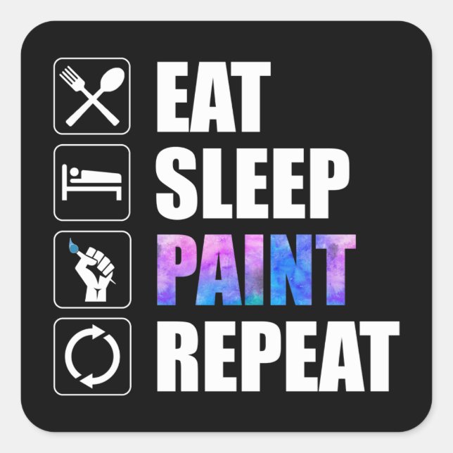 Sticker Carré Répéter la peinture du sommeil (Devant)