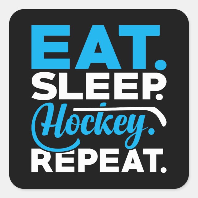 Sticker Carré Répéter le hockey du sommeil (Devant)