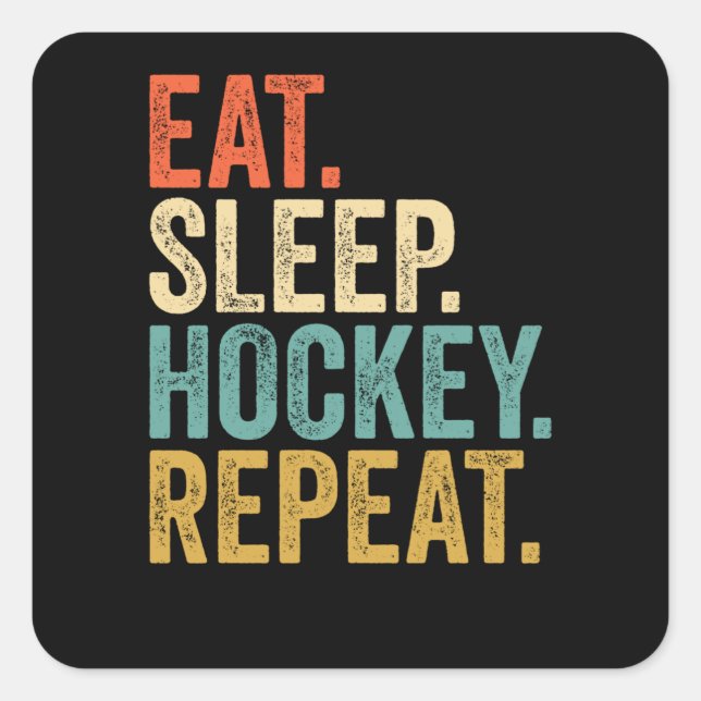 Sticker Carré Répéter le hockey du sommeil (Devant)