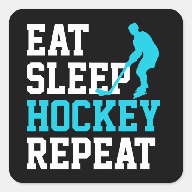 Sticker Carré Répéter le hockey du sommeil (Devant)