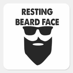 Sticker Carré Repose Beard Face Drôle Beard