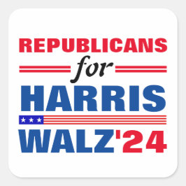 Sticker Carré Républicains pour Harris Walz Red Blue