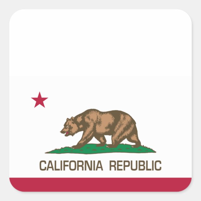 Sticker Carré République de Californie (drapeau d'État) (Devant)