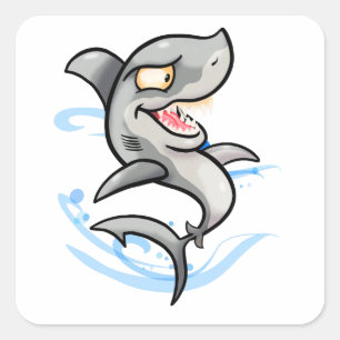Sticker Carré Requin caricature cool