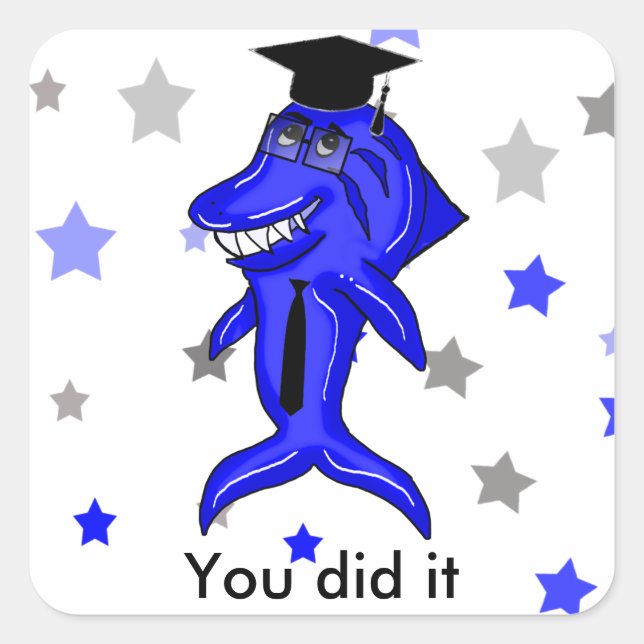 Sticker Carré Requin diplômé (Devant)